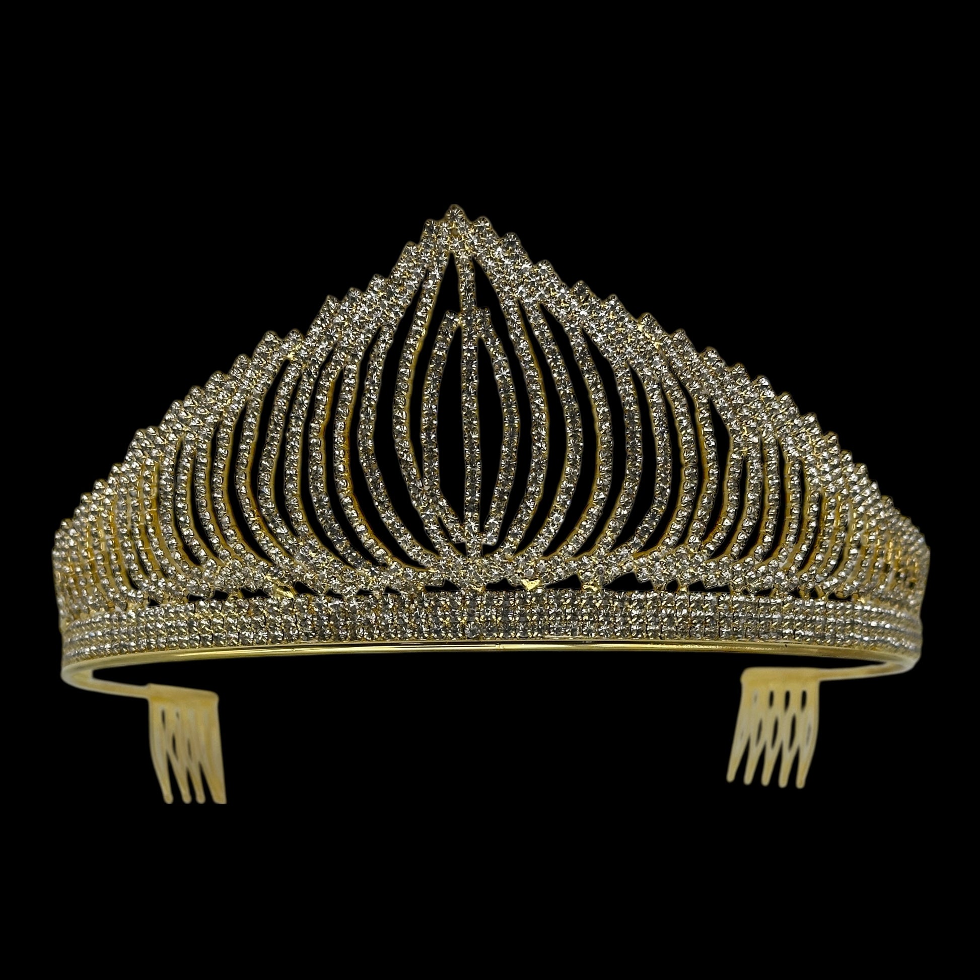 Bridal Crystal Rhinestone Tiara Crown Headpiece – Gold & Silver – Prom & Wedding Accessory - Fatisha Boutique #