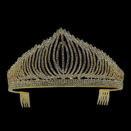 Bridal Crystal Rhinestone Tiara Crown Headpiece – Gold & Silver – Prom & Wedding Accessory - Fatisha Boutique #
