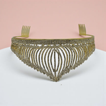 Bridal Crystal Rhinestone Tiara Crown Headpiece – Gold & Silver – Prom & Wedding Accessory - Fatisha Boutique #