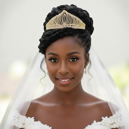 Bridal Crystal Rhinestone Tiara Crown Headpiece – Gold & Silver – Prom & Wedding Accessory - Fatisha Boutique #