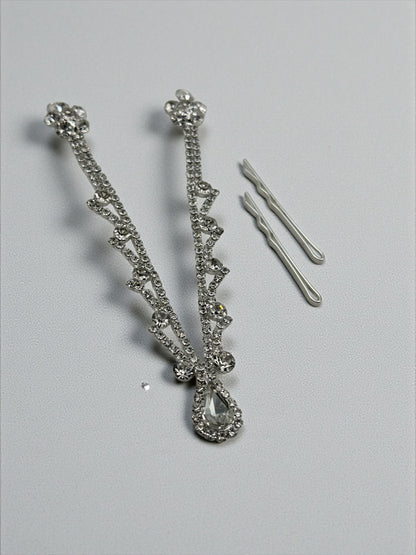 Diamante Forehead Rhinestone Tassels Bridal  Headpiece Hair Clip Jewellery - Fatisha Boutique #
