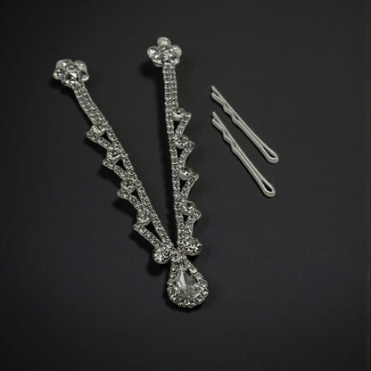 Diamante Forehead Rhinestone Tassels Bridal  Headpiece Hair Clip Jewellery - Fatisha Boutique #