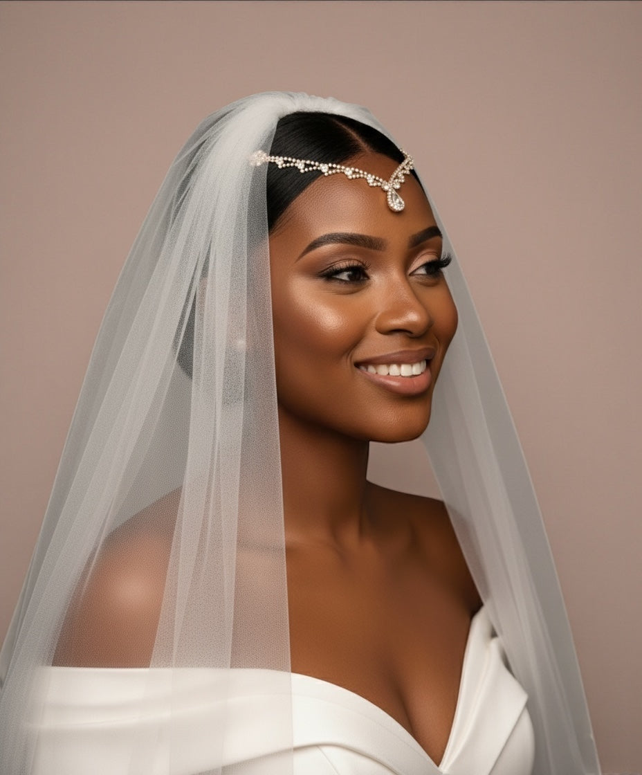 Diamante Forehead Rhinestone Tassels Bridal  Headpiece Hair Clip Jewellery - Fatisha Boutique # Fatisha Boutique