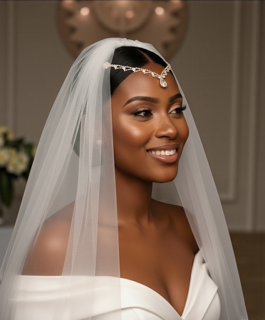 Diamante Forehead Rhinestone Tassels Bridal  Headpiece Hair Clip Jewellery - Fatisha Boutique # Fatisha Boutique