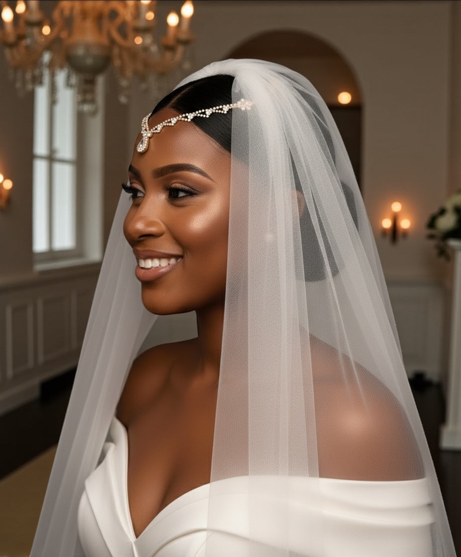 Diamante Forehead Rhinestone Tassels Bridal  Headpiece Hair Clip Jewellery - Fatisha Boutique #