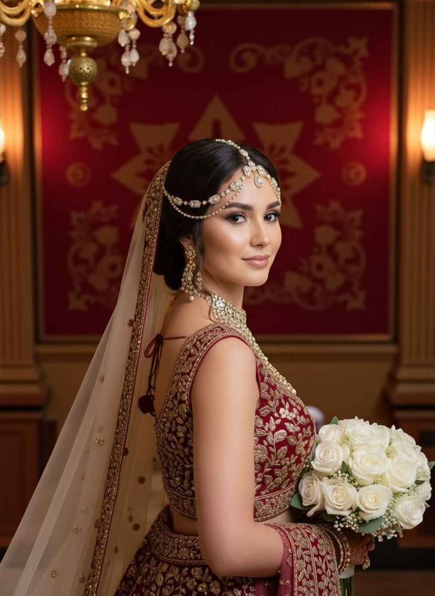 Regal Crystal Bridal Forehead Headpiece – Gold & Silver Rhinestone Hair Jewelry for Weddings & Special Occasions - Fatisha Boutique #