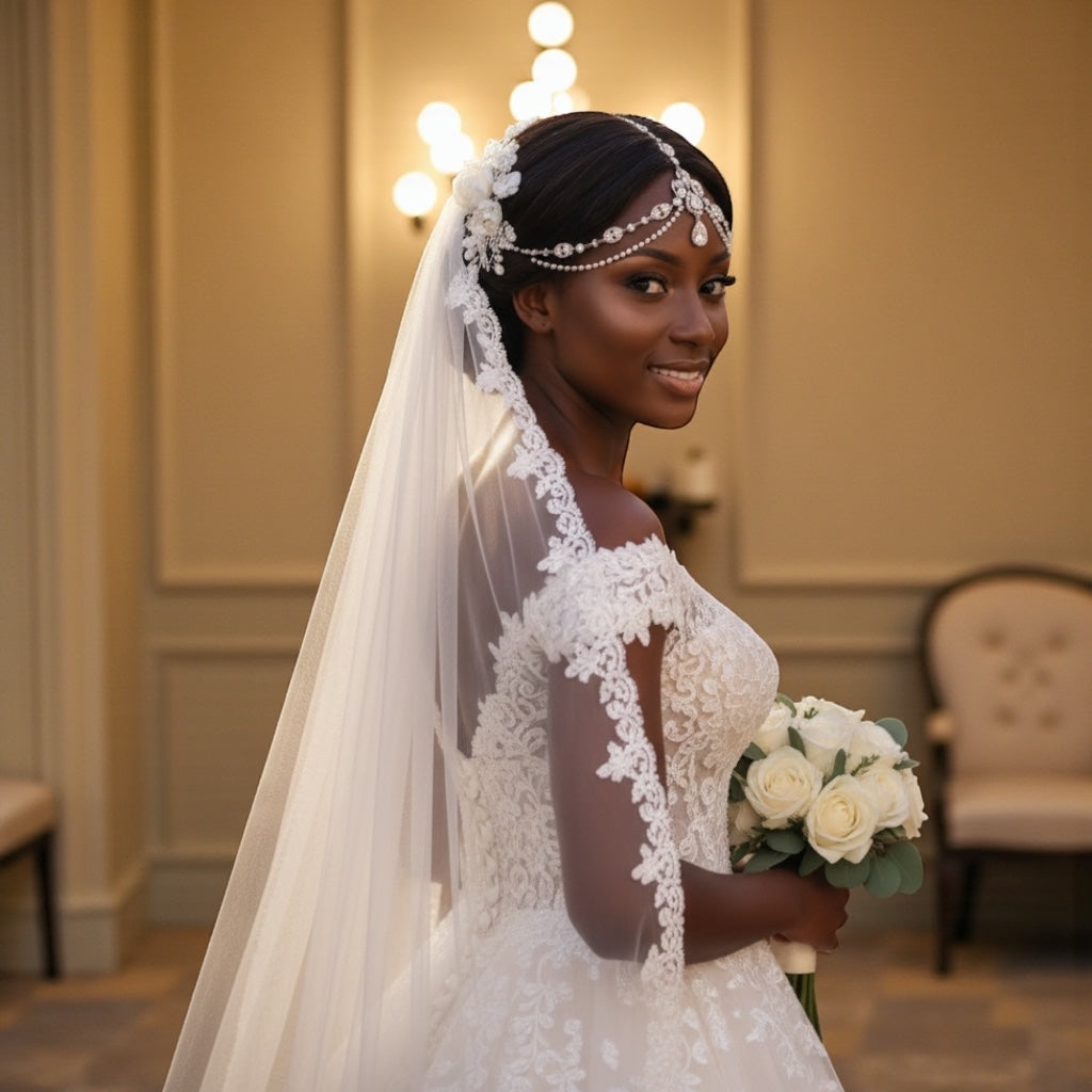 Regal Crystal Bridal Forehead Headpiece – Gold & Silver Rhinestone Hair Jewelry for Weddings & Special Occasions - Fatisha Boutique #