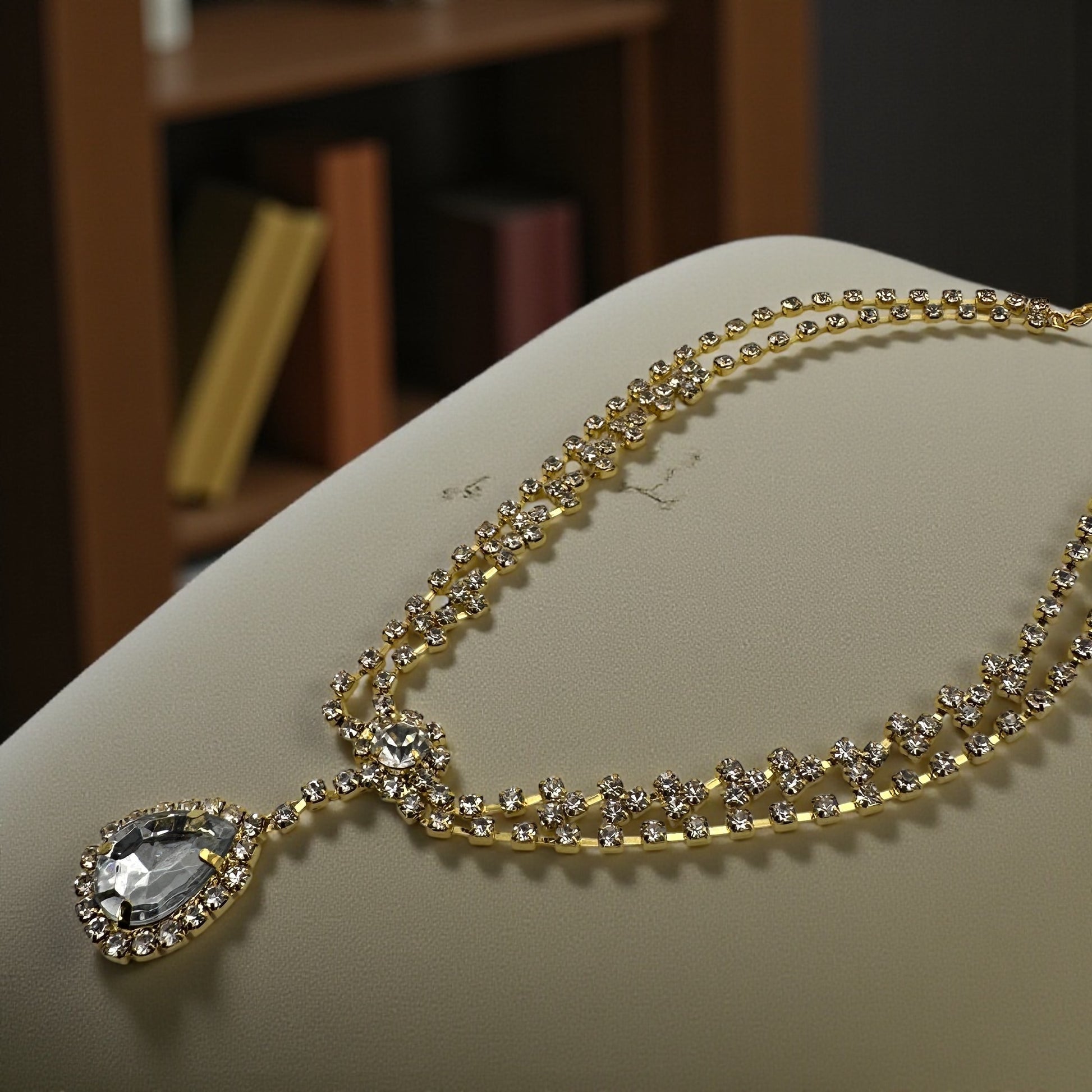 Elegant Bridal Crystal Head Chain Headpiece – Rhinestone Forehead Jewelry in Gold & Silver - Fatisha Boutique #