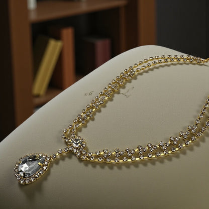 Elegant Bridal Crystal Head Chain Headpiece – Rhinestone Forehead Jewelry in Gold & Silver - Fatisha Boutique #