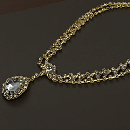 Elegant Bridal Crystal Head Chain Headpiece – Rhinestone Forehead Jewelry in Gold & Silver - Fatisha Boutique #