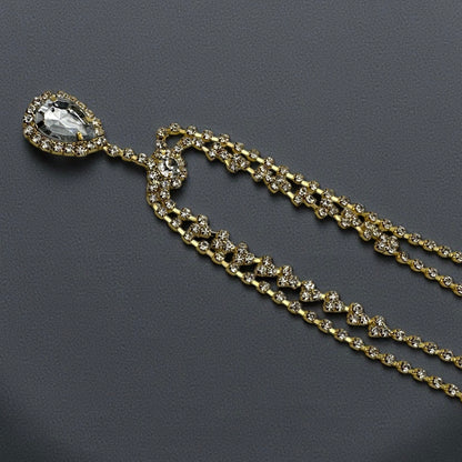 Elegant Bridal Crystal Head Chain Headpiece – Rhinestone Forehead Jewelry in Gold & Silver - Fatisha Boutique #