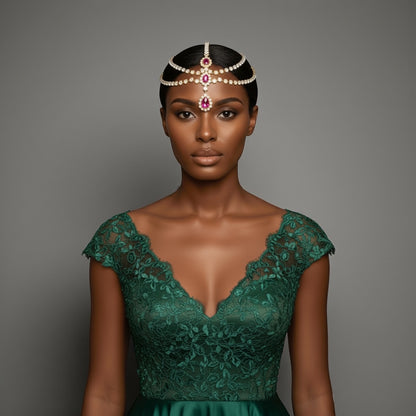 Pink Crystal Multi-Layered Rhinestone Headpiece – Elegant Diamante Hair Jewellery - Fatisha Boutique #