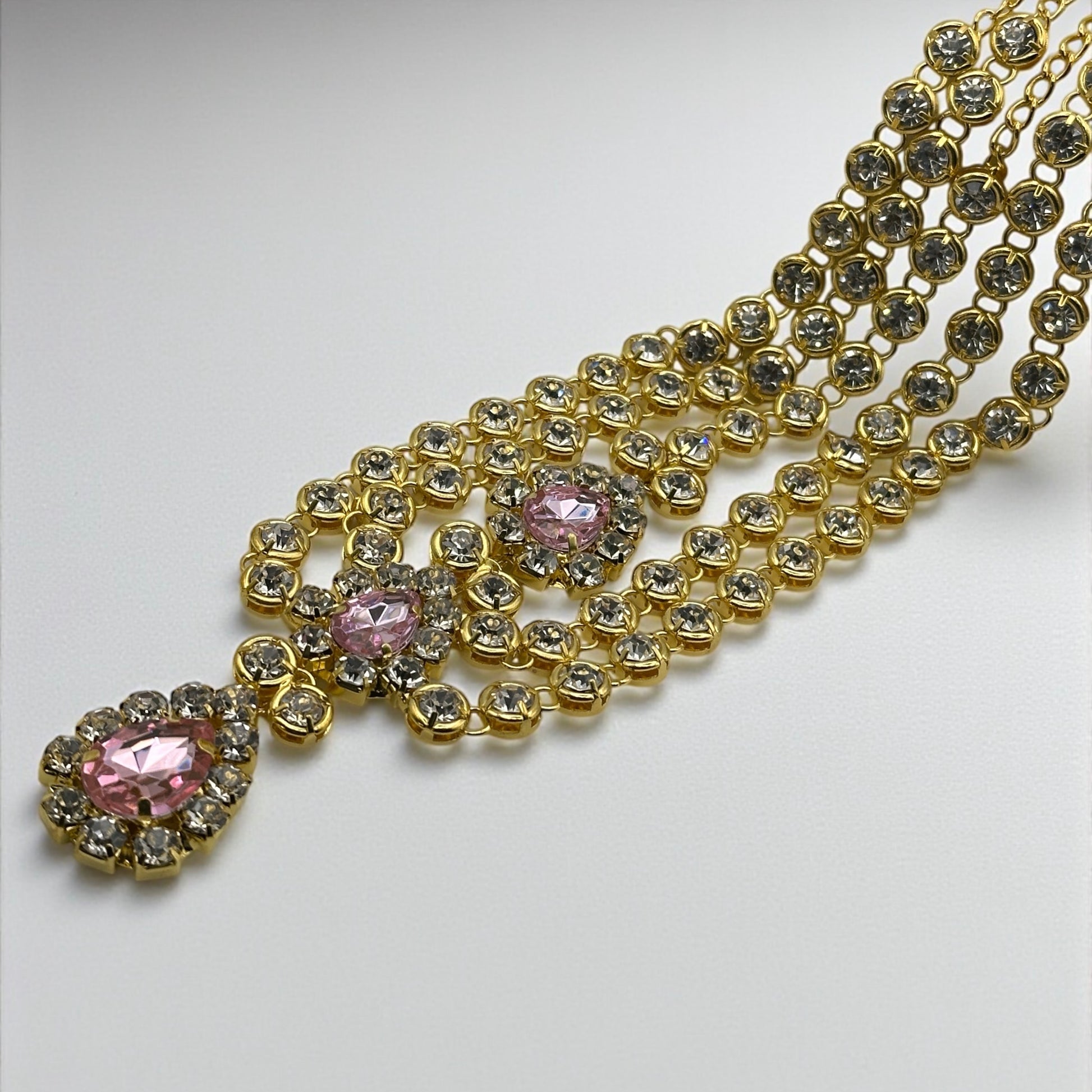 Pink Crystal Multi-Layered Rhinestone Headpiece – Elegant Diamante Hair Jewellery - Fatisha Boutique #