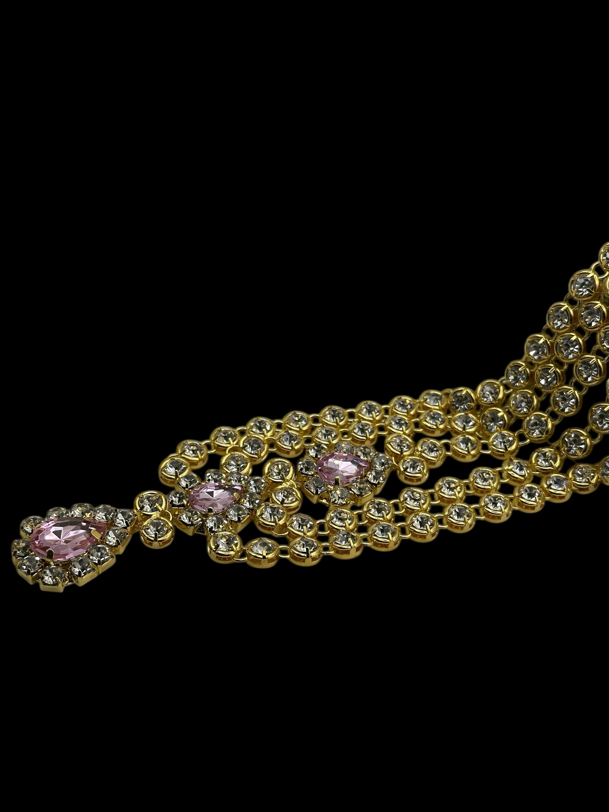 Pink Crystal Multi-Layered Rhinestone Headpiece – Elegant Diamante Hair Jewellery - Fatisha Boutique #