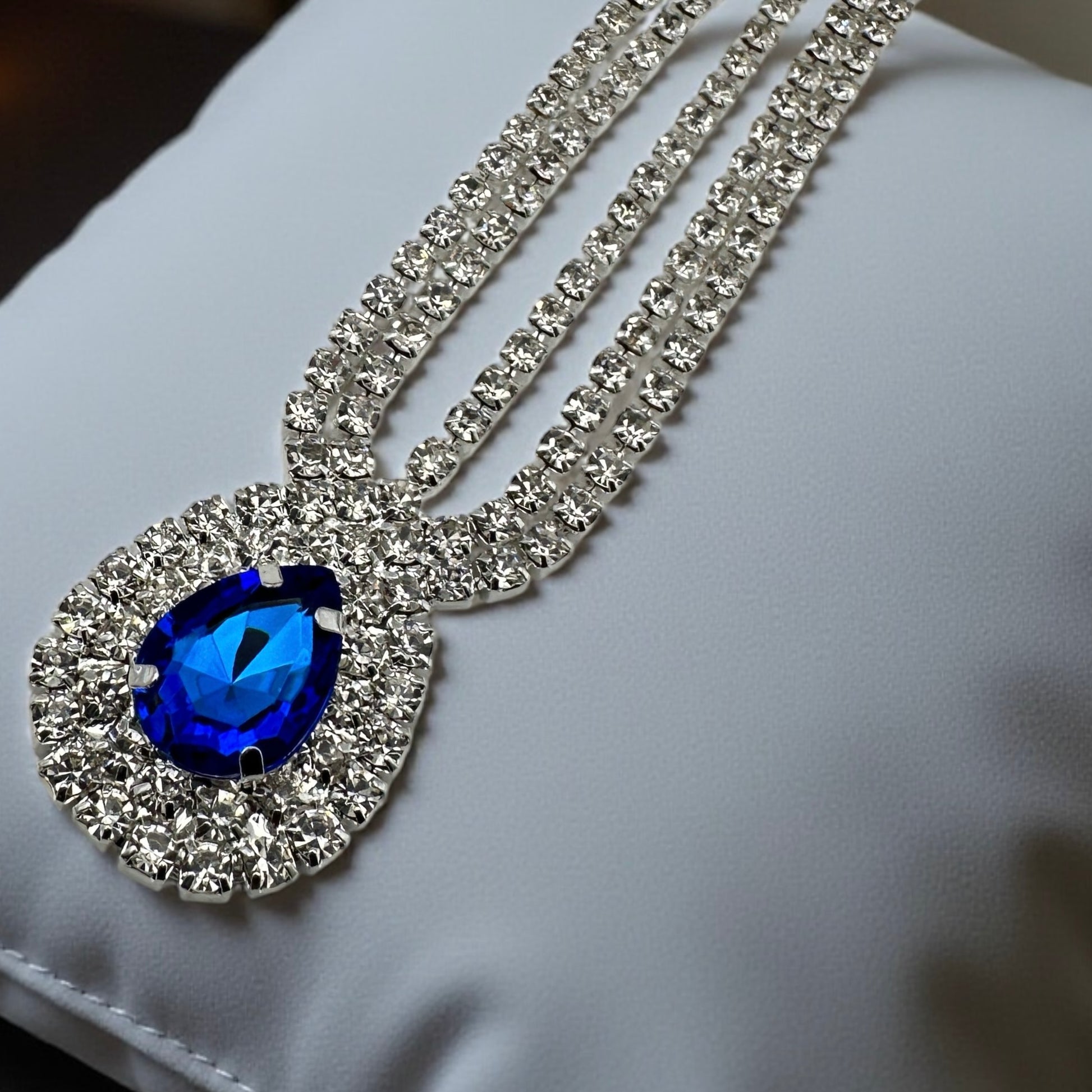 Royal Blue Teardrop Rhinestone Head Chain – Luxury Statement Crystal Forehead Jewellery - Fatisha Boutique #