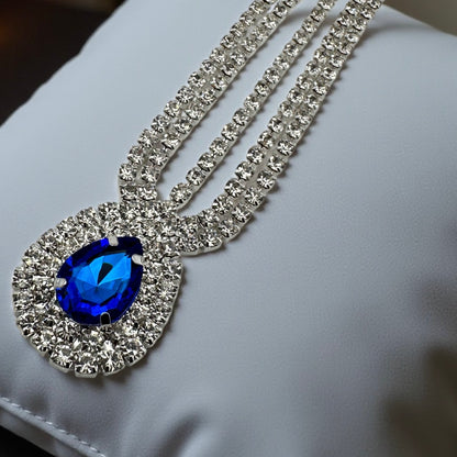 Royal Blue Teardrop Rhinestone Head Chain – Luxury Statement Crystal Forehead Jewellery - Fatisha Boutique #