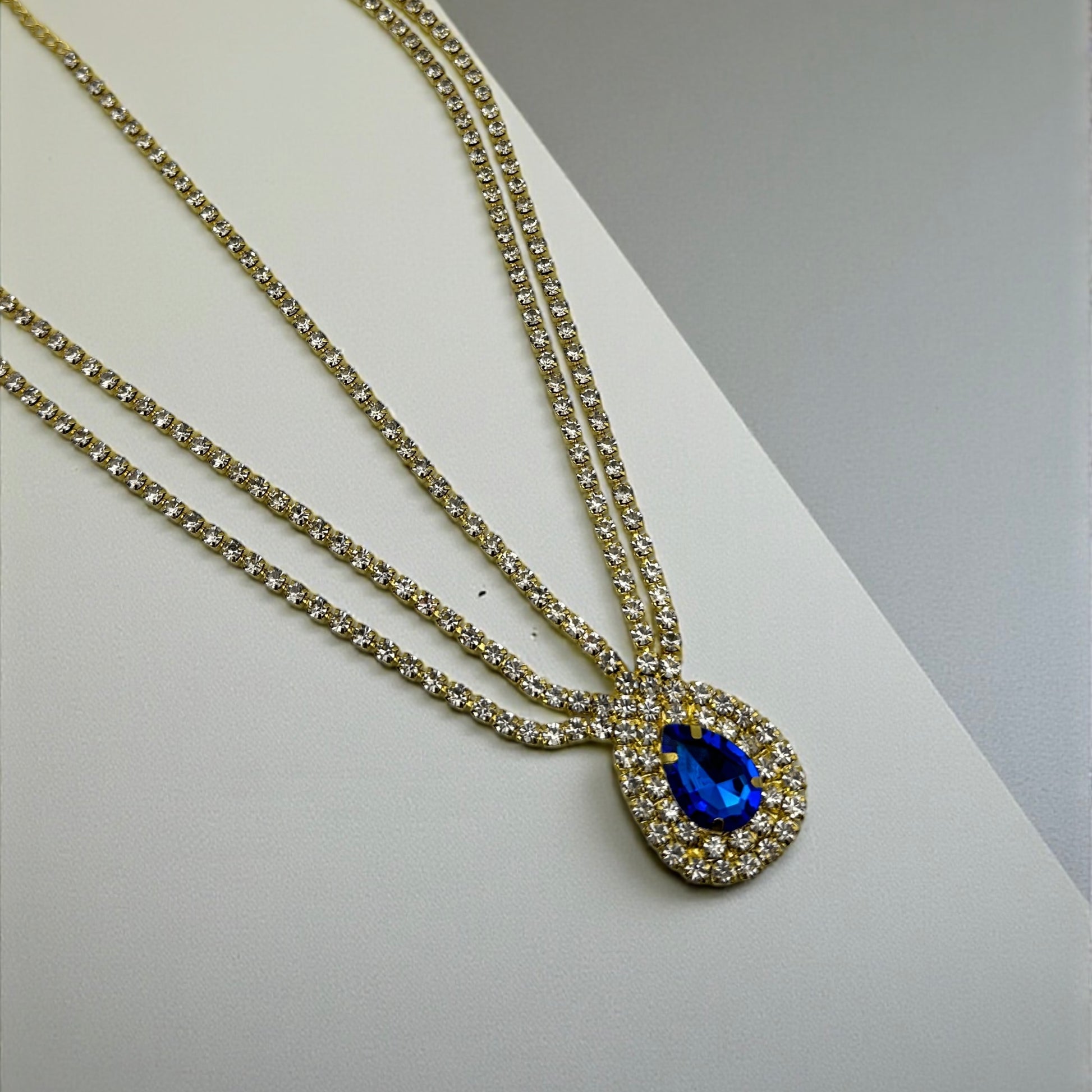 Royal Blue Teardrop Rhinestone Head Chain – Luxury Statement Crystal Forehead Jewellery - Fatisha Boutique #