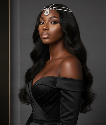 Glamorous Teardrop Crystal Forehead Headpiece – Multi-Strand Bridal Hair Jewellery in Gold & Silver - Fatisha Boutique #