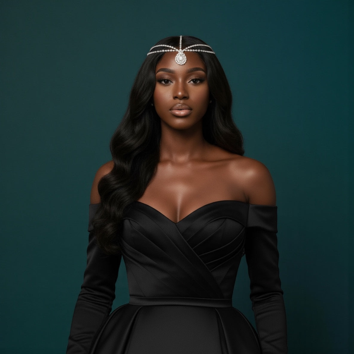 Glamorous Teardrop Crystal Forehead Headpiece – Multi-Strand Bridal Hair Jewellery in Gold & Silver - Fatisha Boutique #