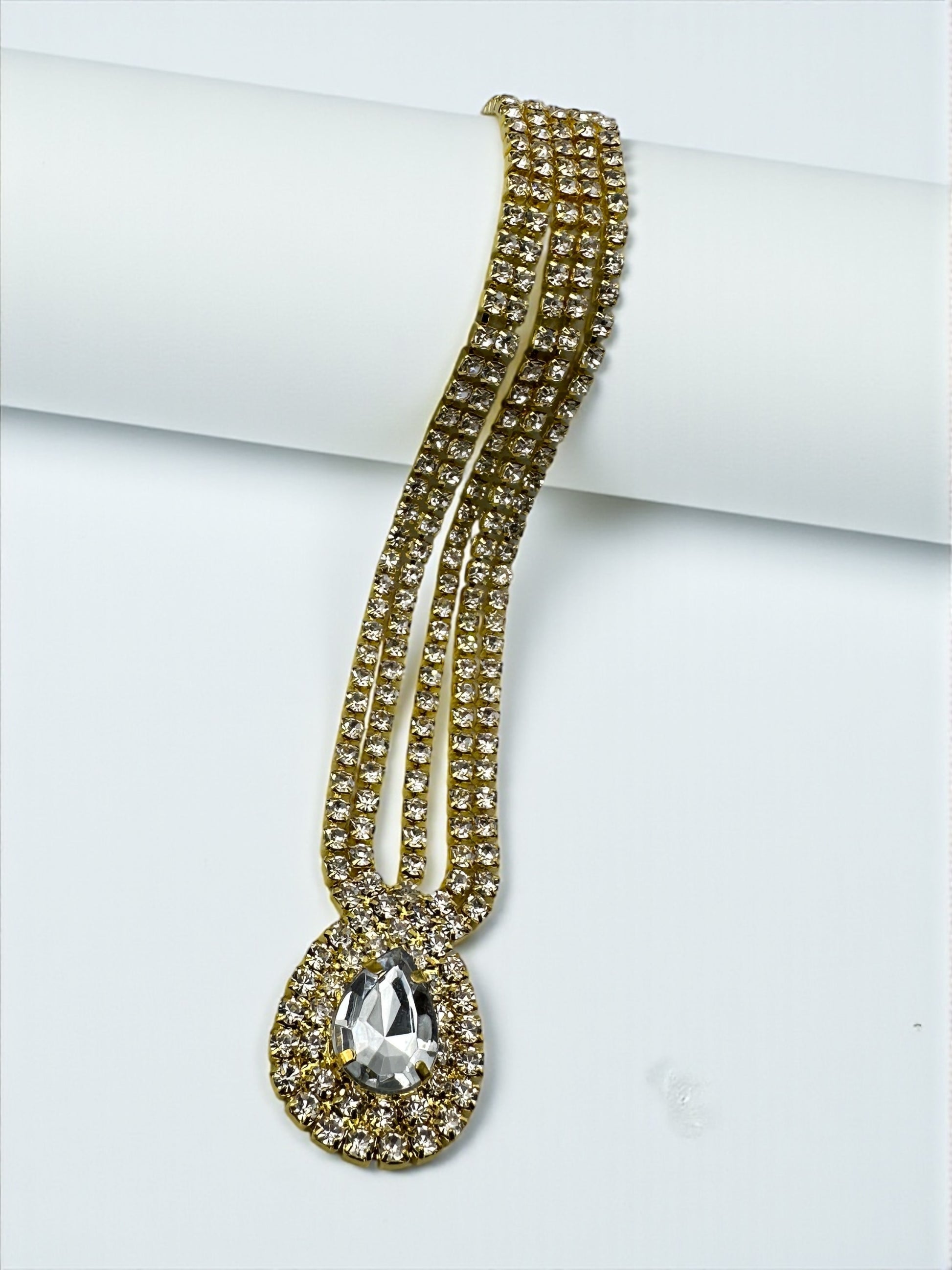 Glamorous Teardrop Crystal Forehead Headpiece – Multi-Strand Bridal Hair Jewellery in Gold & Silver - Fatisha Boutique #