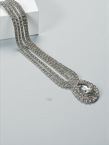 Glamorous Teardrop Crystal Forehead Headpiece – Multi-Strand Bridal Hair Jewellery in Gold & Silver - Fatisha Boutique #