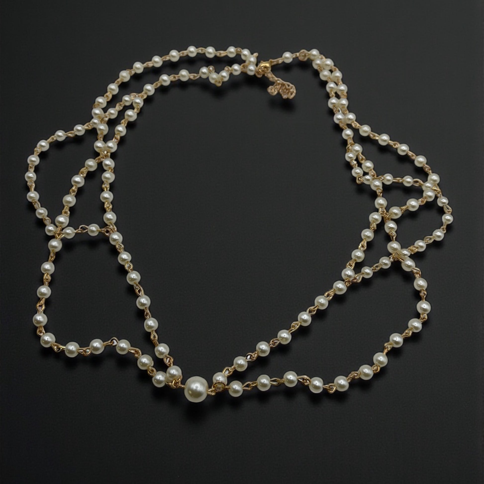 Bridal Multilayer Faux Pearl Tassel Headpiece – Boho Wedding Hair Jewellery - Fatisha Boutique #