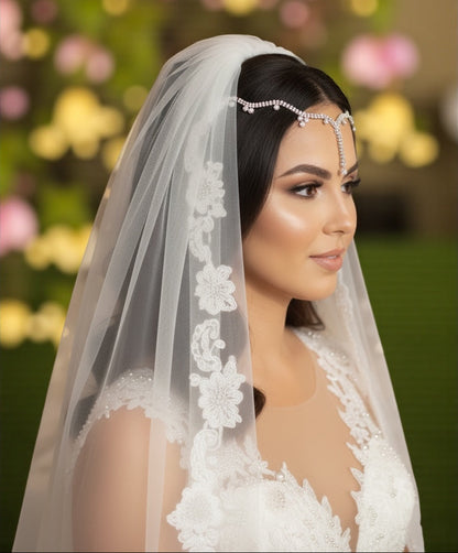 Bridal Teardrop Rhinestone Forehead Headpiece – Gold & Silver Crystal Hair Jewellery - Fatisha Boutique #