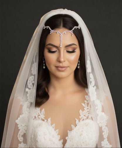 Bridal Teardrop Rhinestone Forehead Headpiece – Gold & Silver Crystal Hair Jewellery - Fatisha Boutique #