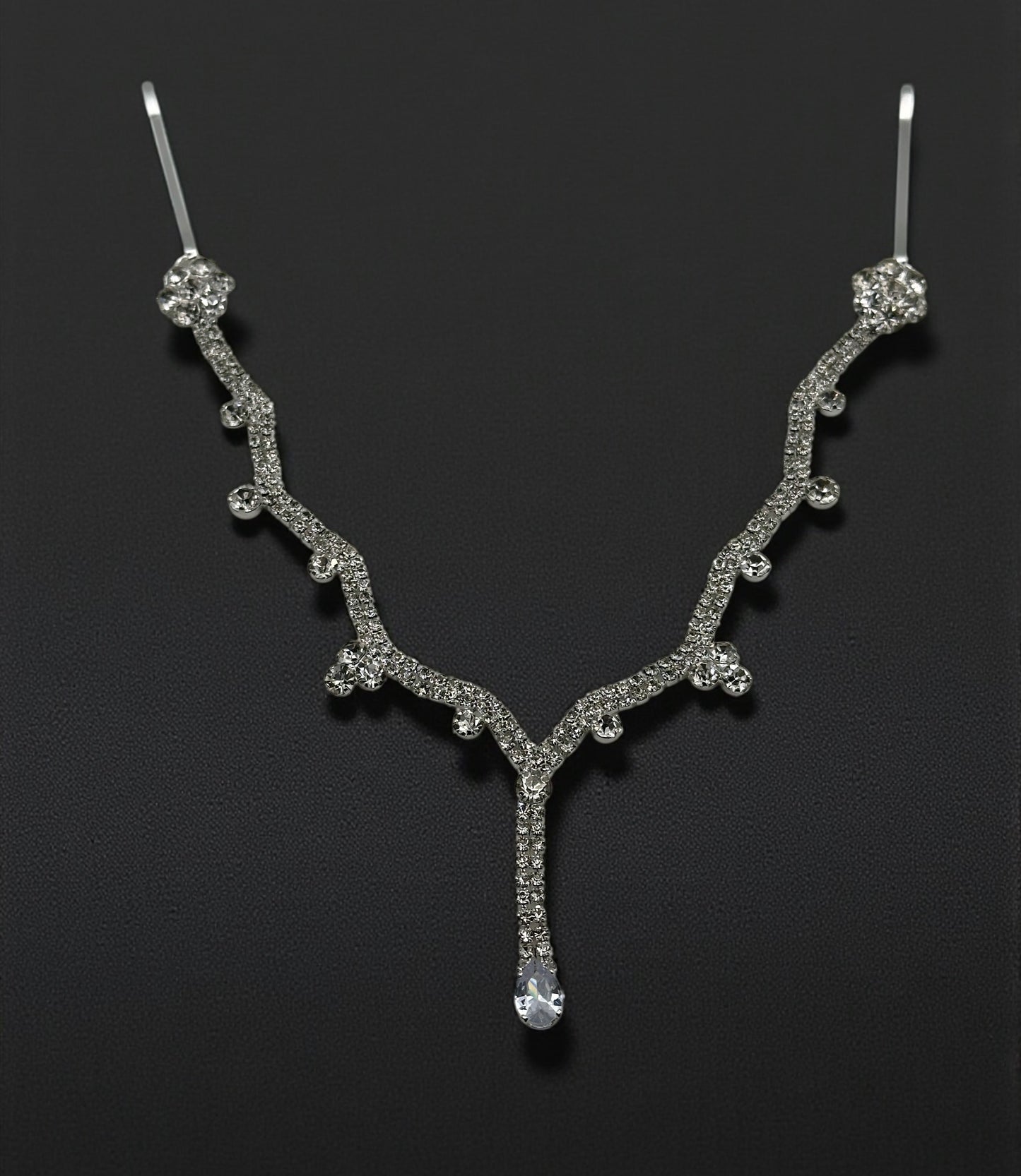 Bridal Teardrop Rhinestone Forehead Headpiece – Gold & Silver Crystal Hair Jewellery - Fatisha Boutique #