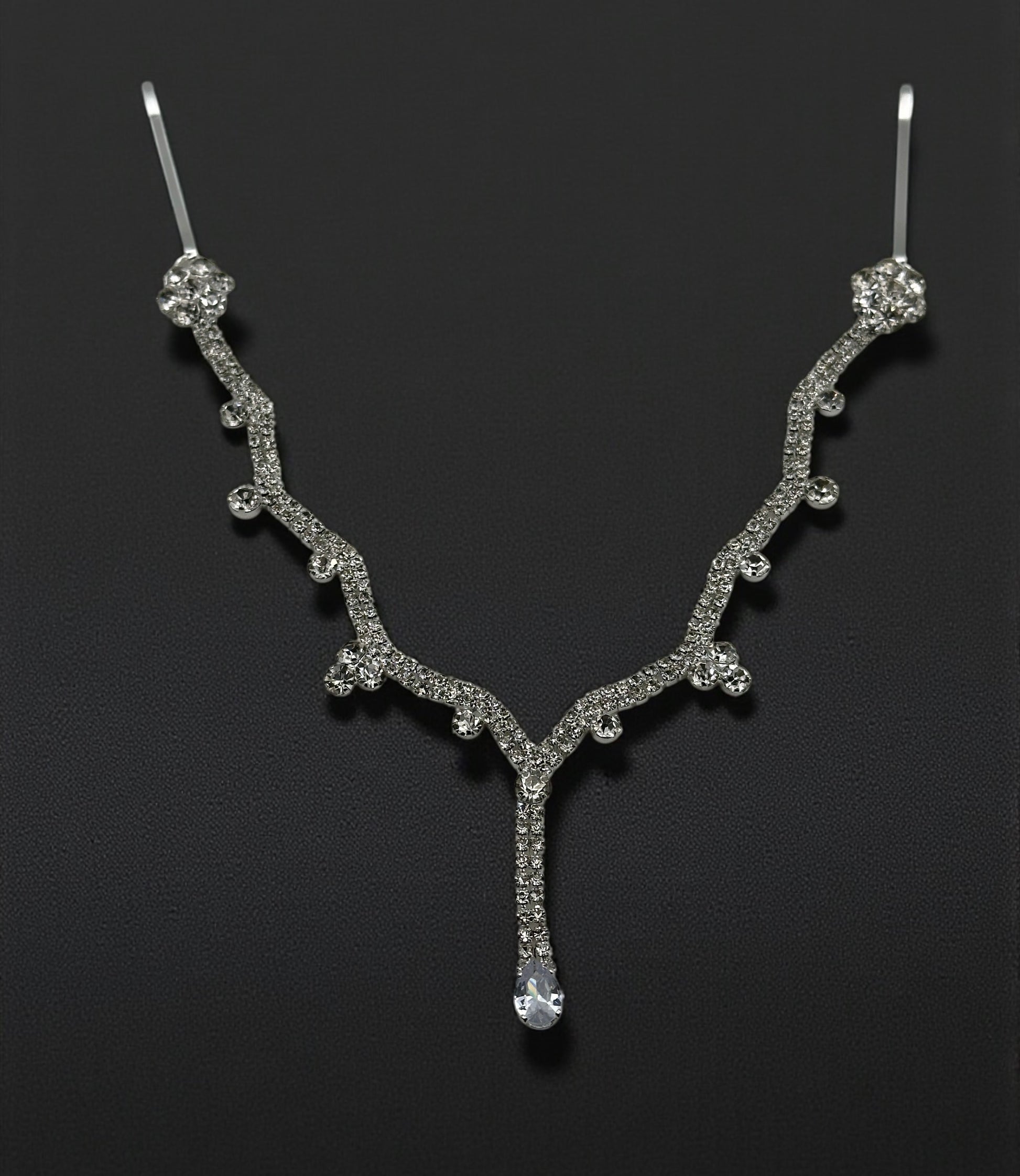 Bridal Teardrop Rhinestone Forehead Headpiece – Gold & Silver Crystal Hair Jewellery - Fatisha Boutique #