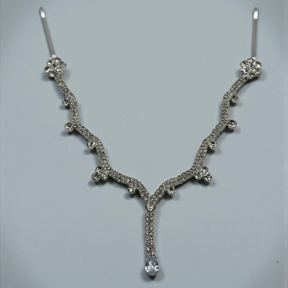Bridal Teardrop Rhinestone Forehead Headpiece – Gold & Silver Crystal Hair Jewellery - Fatisha Boutique #