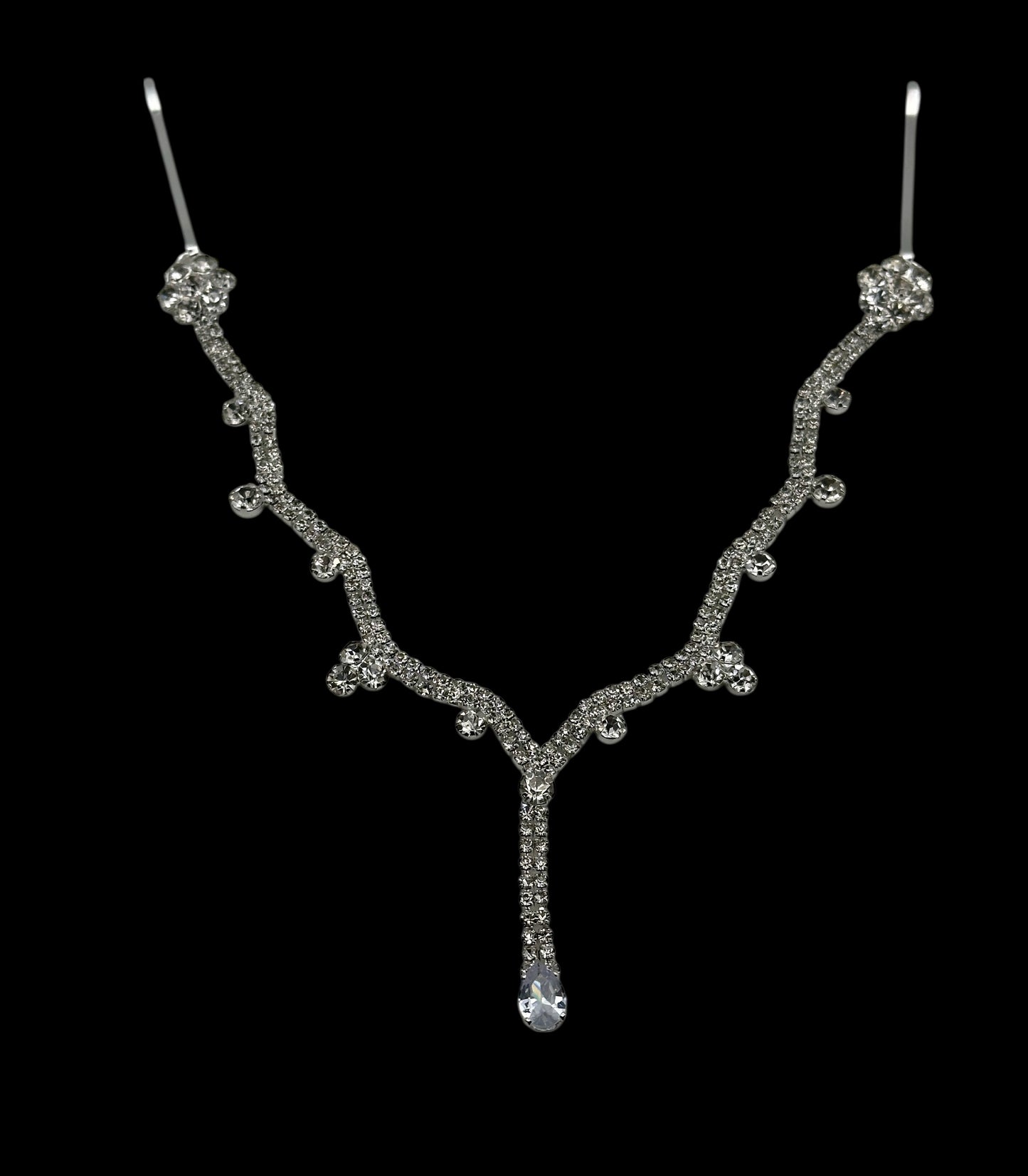 Bridal Teardrop Rhinestone Forehead Headpiece – Gold & Silver Crystal Hair Jewellery - Fatisha Boutique #