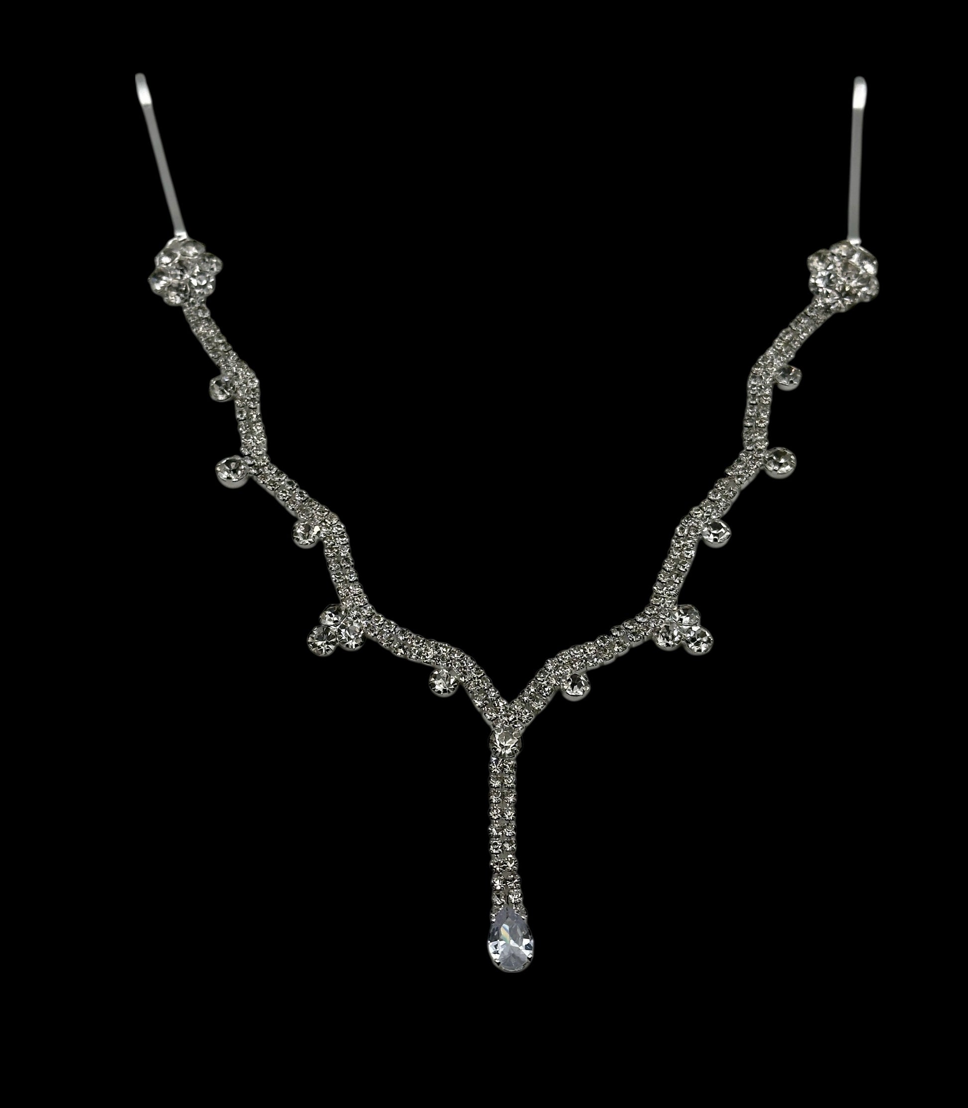 Bridal Teardrop Rhinestone Forehead Headpiece – Gold & Silver Crystal Hair Jewellery - Fatisha Boutique #