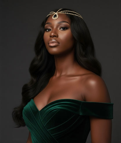 Luxury Black Crystal Teardrop Headpiece – Triple Row Rhinestone Bridal Forehead Jewellery (Gold & Silver) - Fatisha Boutique #