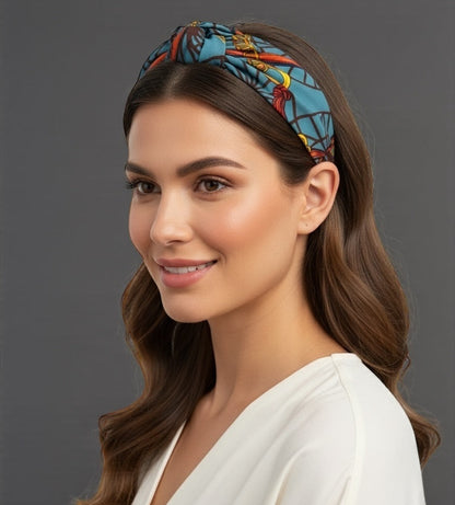 Vintage Knot Satin Silk Headband – Bold Baroque Patterned Turban Style Hair Accessory - Fatisha Boutique #
