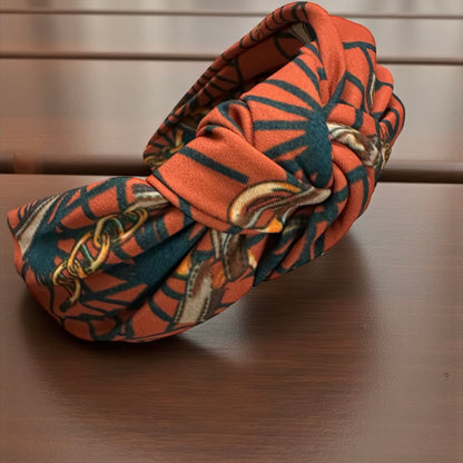 Vintage Knot Satin Silk Headband – Bold Baroque Patterned Turban Style Hair Accessory - Fatisha Boutique #