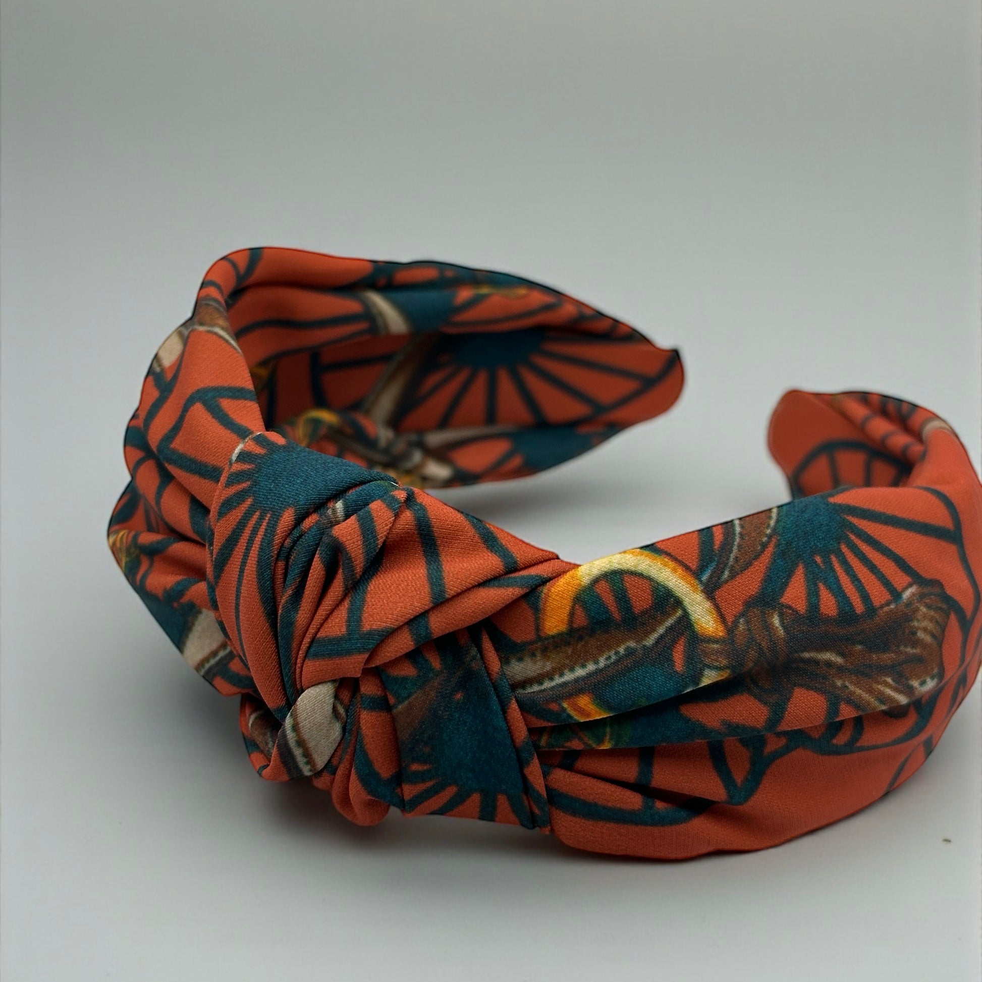 Vintage Knot Satin Silk Headband – Bold Baroque Patterned Turban Style Hair Accessory - Fatisha Boutique #