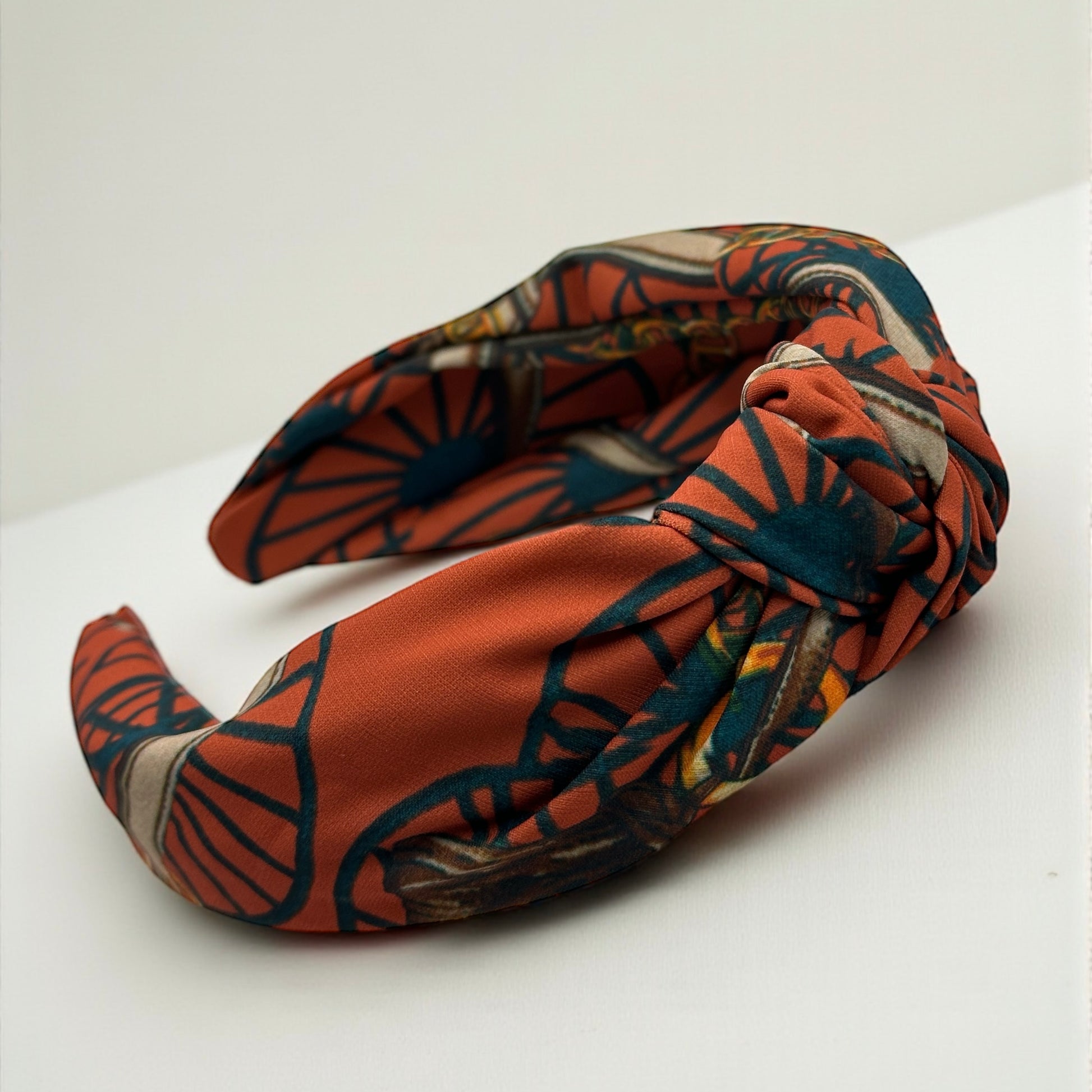 Vintage Knot Satin Silk Headband – Bold Baroque Patterned Turban Style Hair Accessory - Fatisha Boutique #