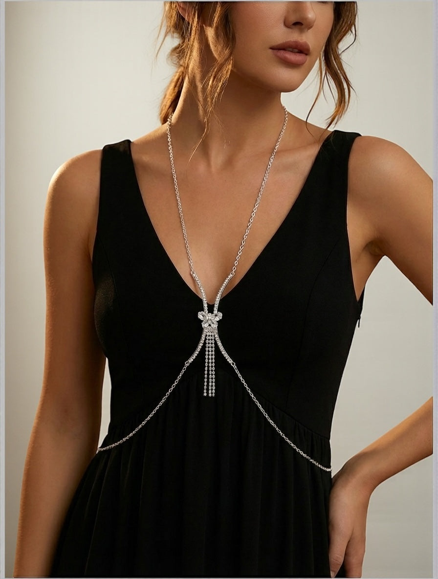 Elegant Butterfly Rhinestone Body Chain – Gold & Silver Crystal Waist Jewellery Accessory - Fatisha Boutique #