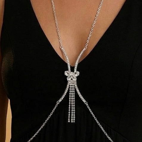 Elegant Butterfly Rhinestone Body Chain – Gold & Silver Crystal Waist Jewellery Accessory - Fatisha Boutique #