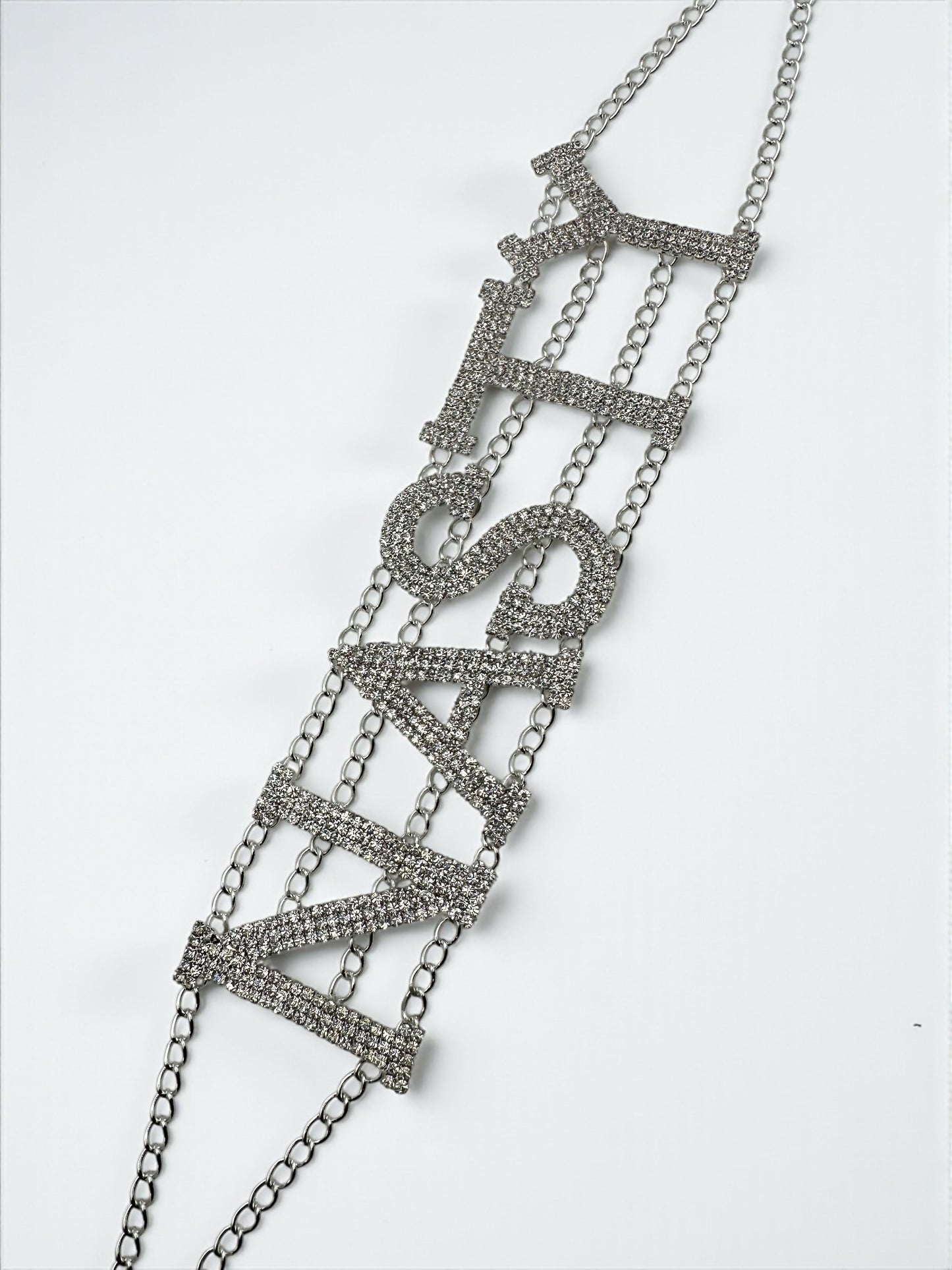 NASTY Rhinestone Statement Choker Necklace – Bold Crystal Letter Jewellery (Gold & Silver) - Fatisha Boutique #