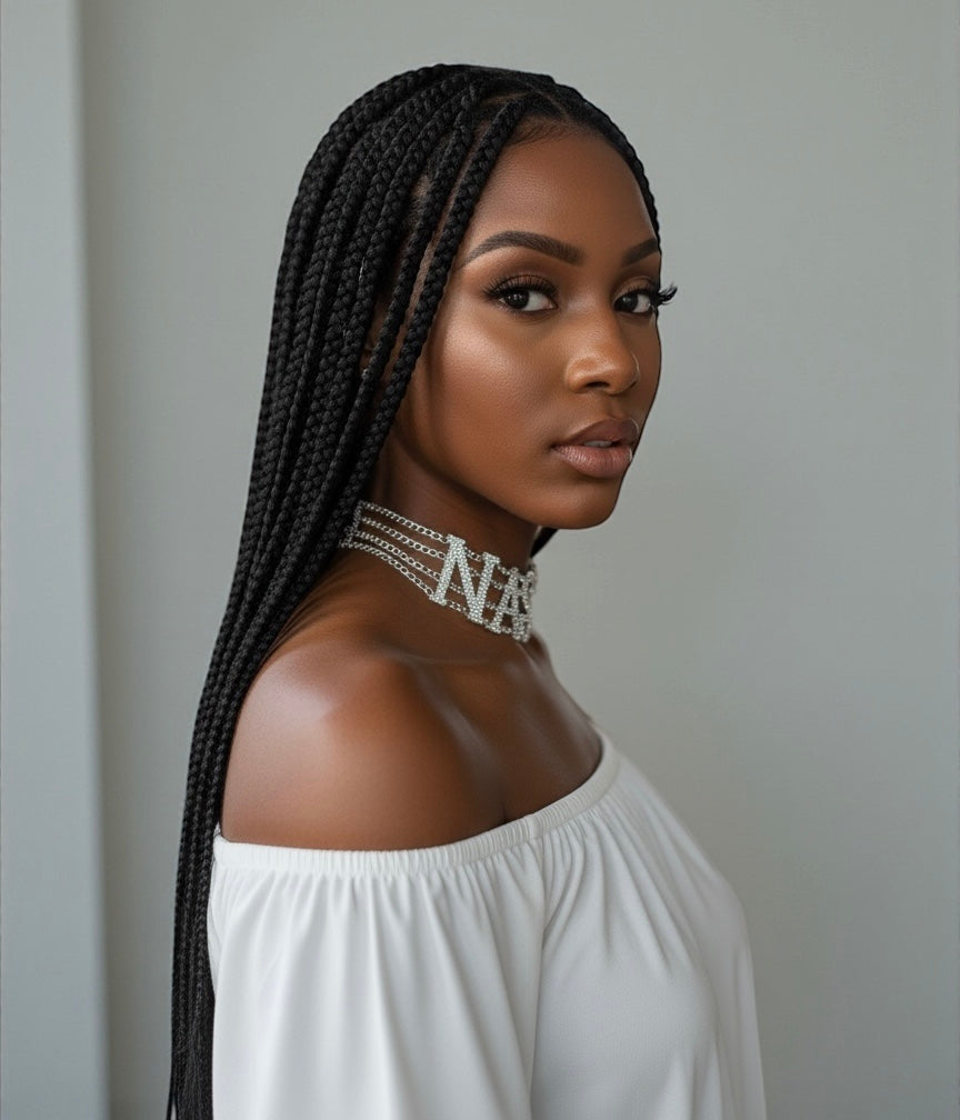 NASTY Rhinestone Statement Choker Necklace – Bold Crystal Letter Jewellery (Gold & Silver) - Fatisha Boutique #