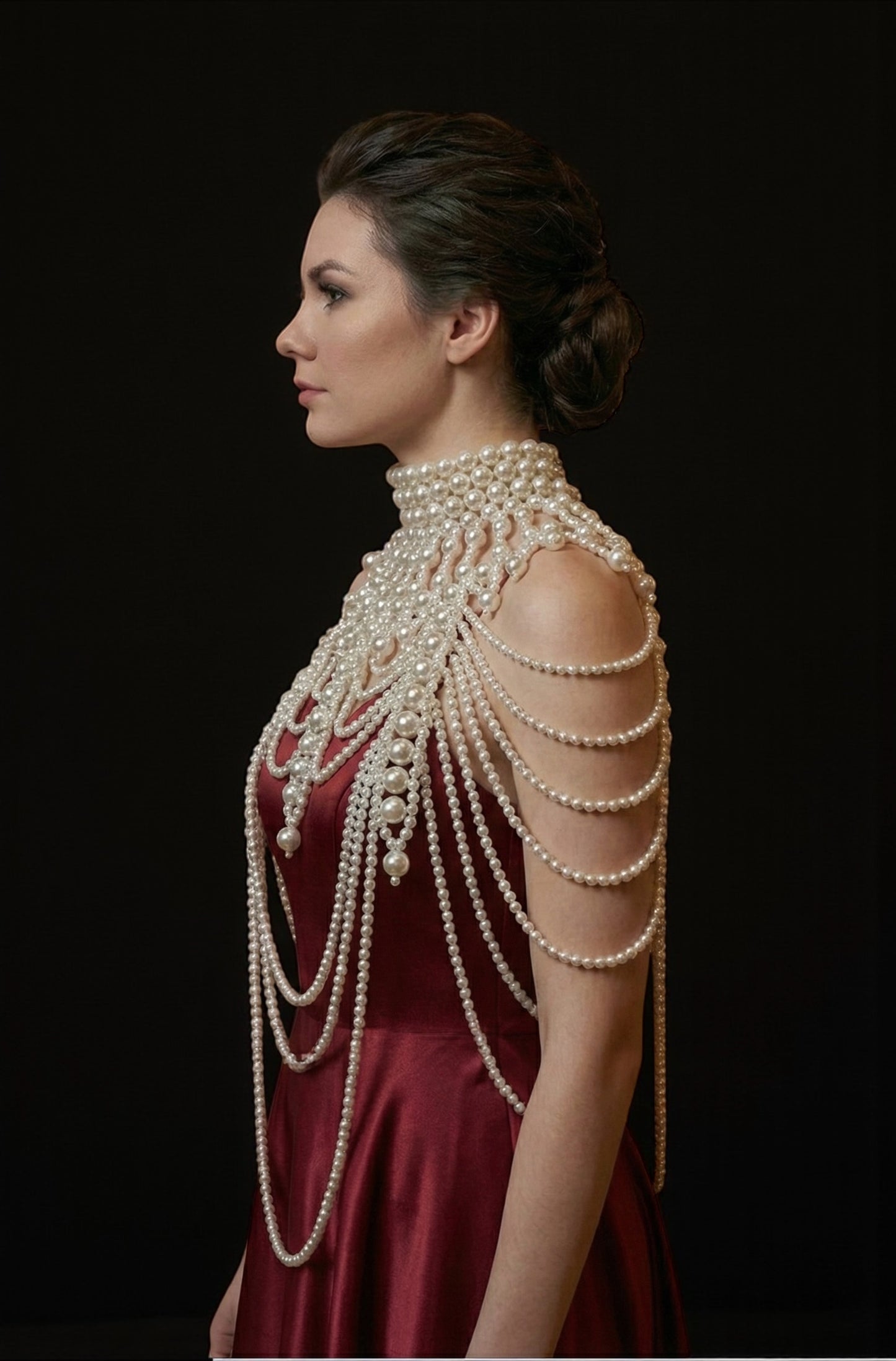 Boho Pearl Beaded Shoulder Tassel Body Jewellery – Bridal Statement Necklace (Free UK Shipping) - Fatisha Boutique #