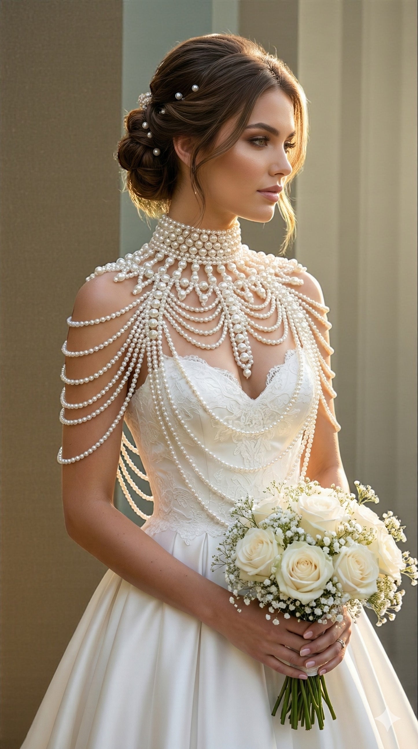 Boho Pearl Beaded Shoulder Tassel Body Jewellery – Bridal Statement Necklace (Free UK Shipping) - Fatisha Boutique #