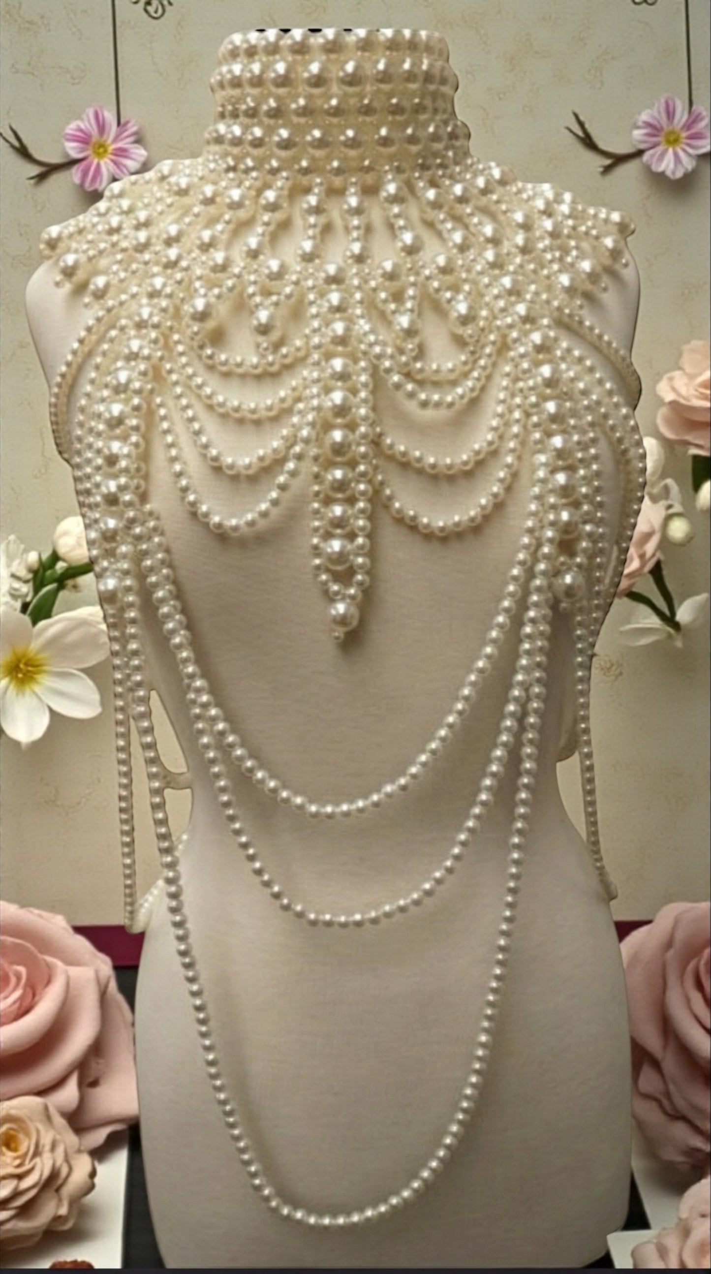 Boho Pearl Beaded Shoulder Tassel Body Jewellery – Bridal Statement Necklace (Free UK Shipping) - Fatisha Boutique #