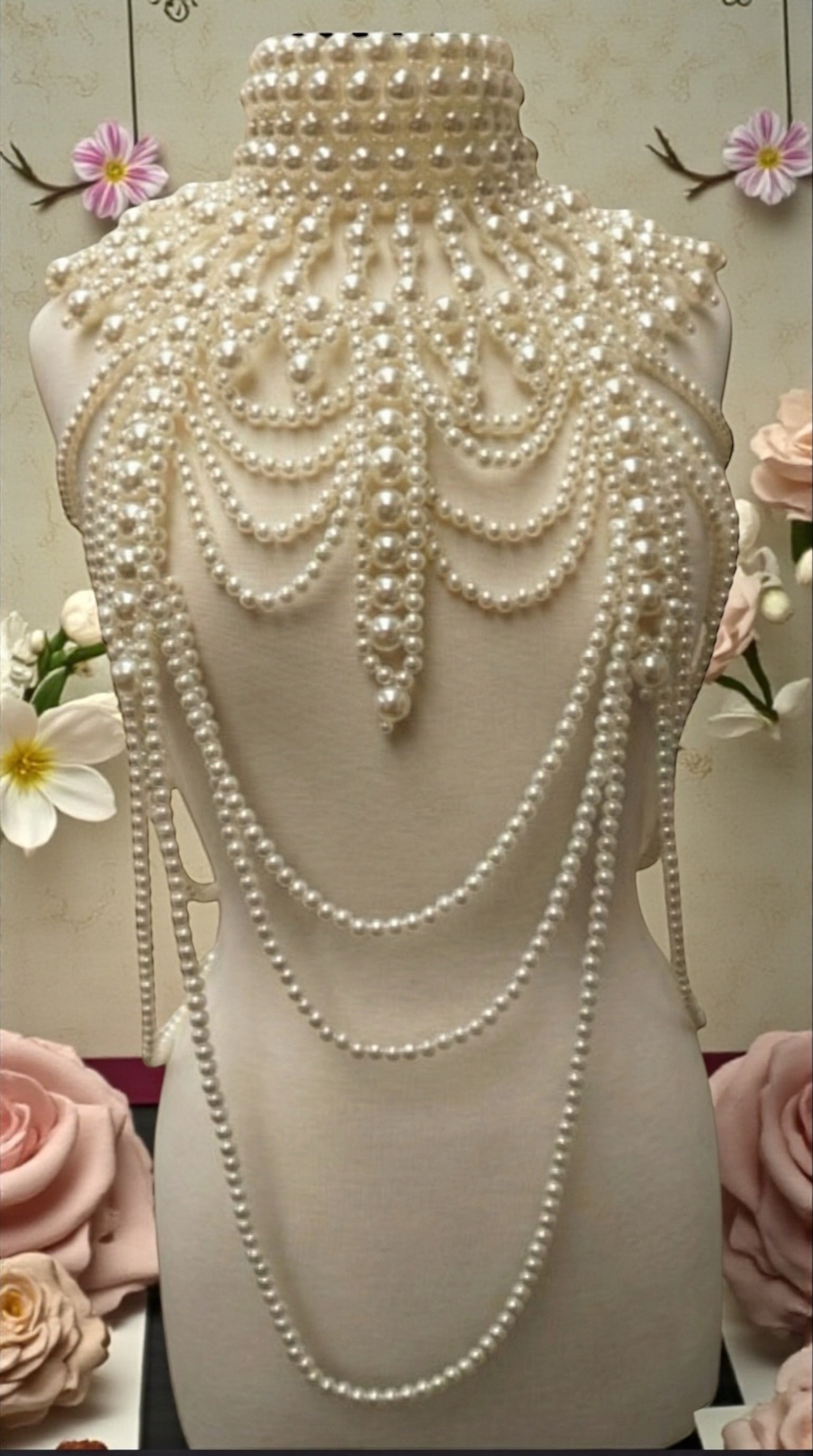 Boho Pearl Beaded Shoulder Tassel Body Jewellery – Bridal Statement Necklace (Free UK Shipping) - Fatisha Boutique #