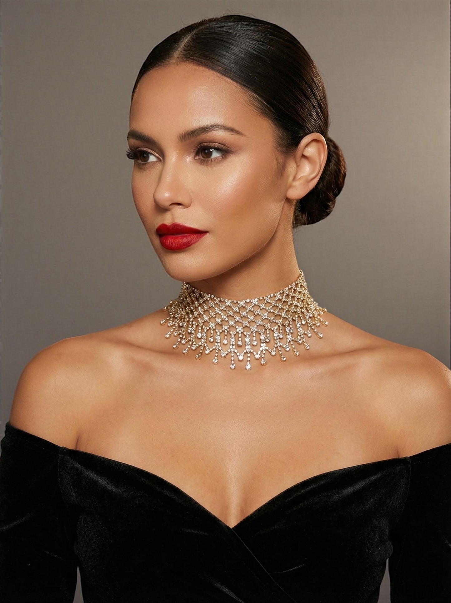 Elegant Rhinestone Choker Necklace – Handmade Statement Jewellery - Fatisha Boutique #