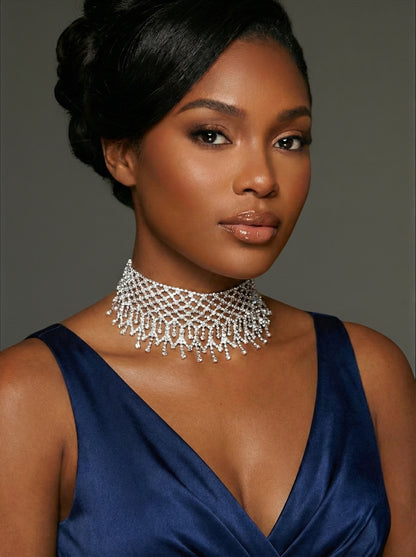 Elegant Rhinestone Choker Necklace – Handmade Statement Jewellery - Fatisha Boutique #