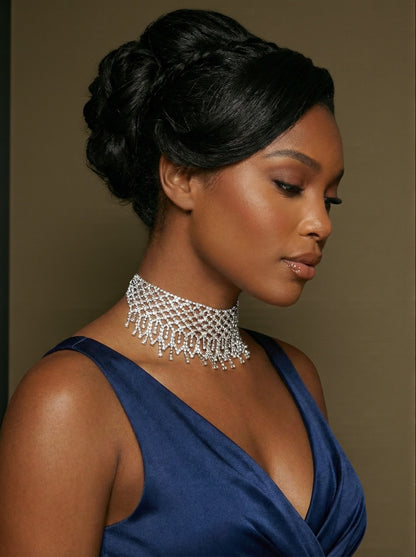 Elegant Rhinestone Choker Necklace – Handmade Statement Jewellery - Fatisha Boutique #