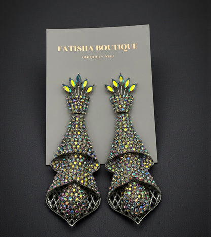 Elegant Crystal Spiral Cascade Statement Earrings – Luxury Evening Jewellery